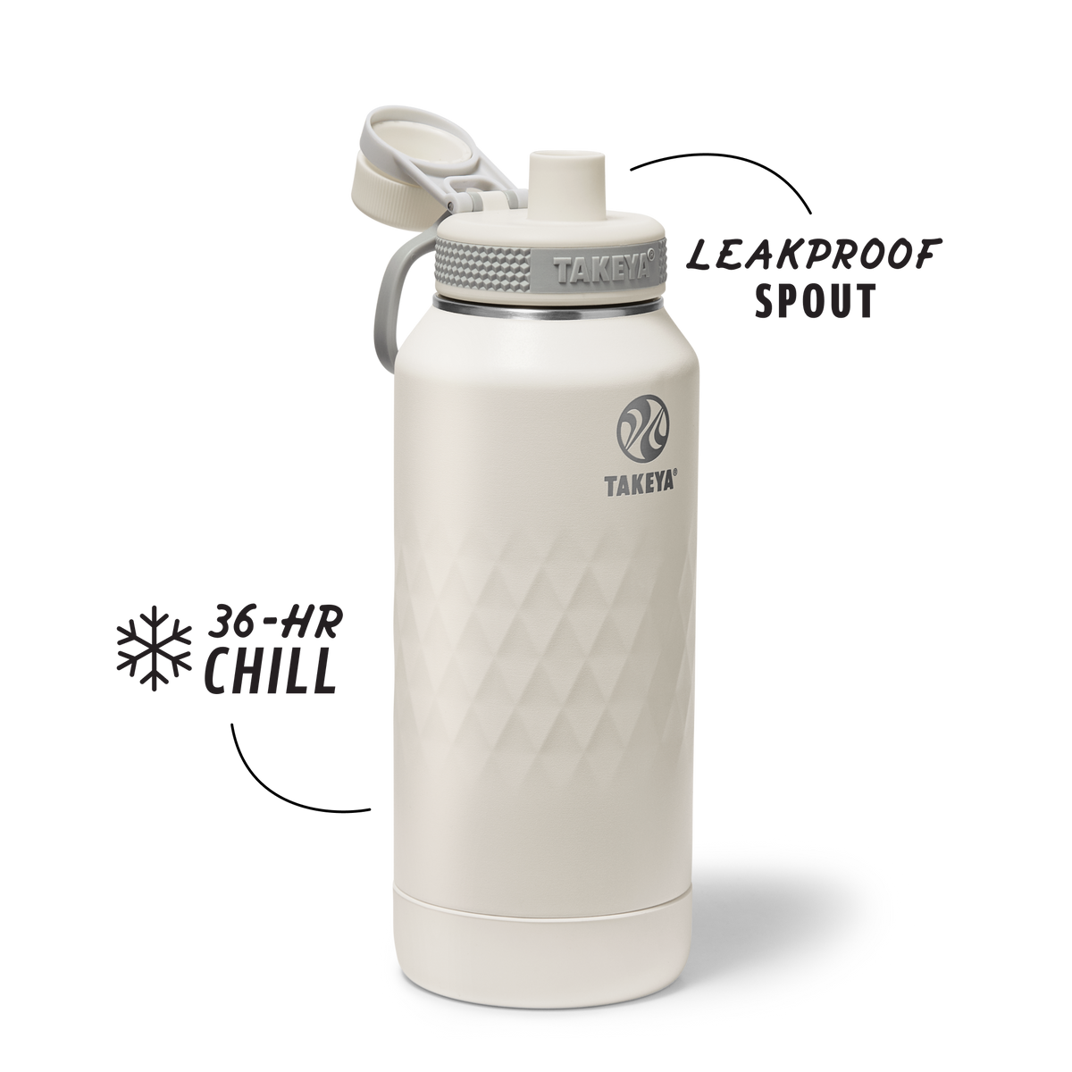 Garrafa Térmica Takeya 950 ml Spout Lid Sport Alpine, com a tampa aberta