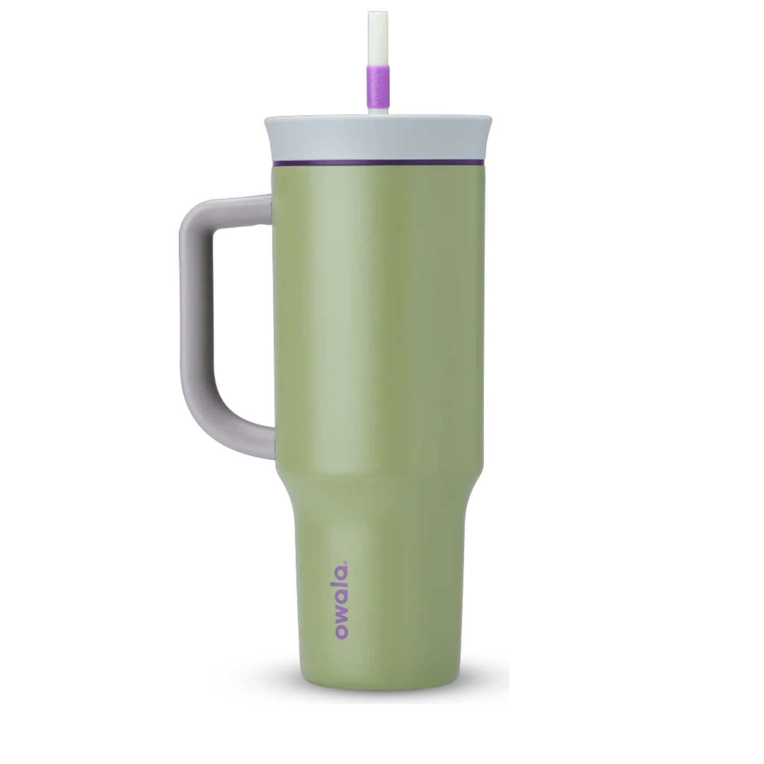 Copo Tumbler Térmico Owala - 1180ml | 40oz, Verde, com alça e canudo removível, isolamento térmico de parede dupla, aço inoxidável.