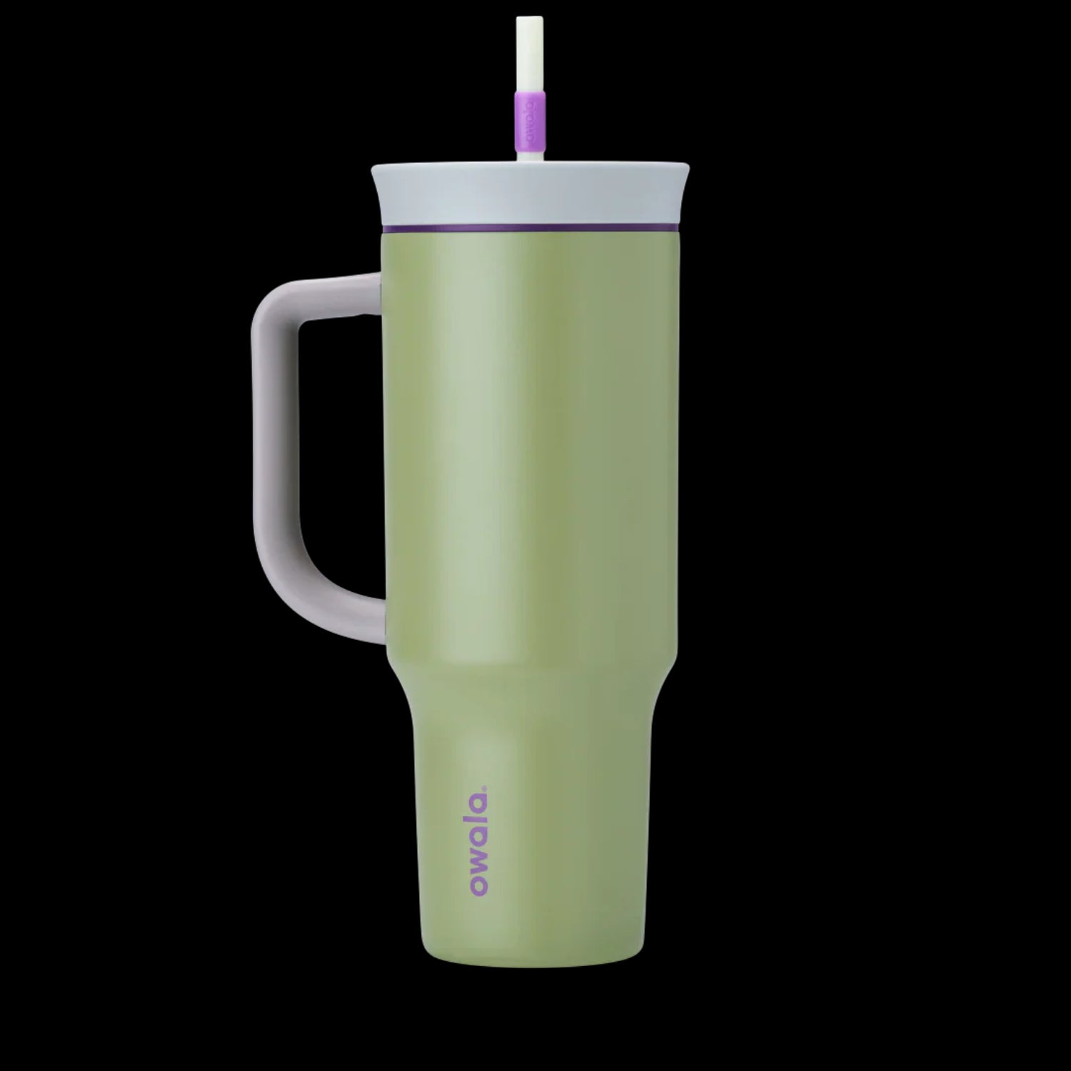 Copo Tumbler Térmico Owala - 1180ml | 40oz, Verde, com alça e canudo removível, isolamento térmico de parede dupla, aço inoxidável.