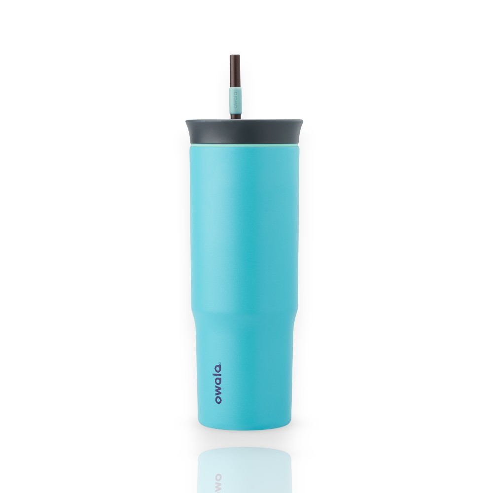 Copo Tumbler Térmico Owala - 710ml | 24oz em azul com canudo, isolado a vácuo para manter bebidas frias por 24 horas