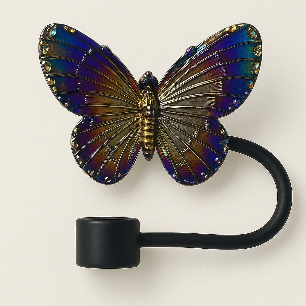 Protetor de Canudo Quencher - Borboleta com design colorido e elegante para copos Stanley ou Owala.