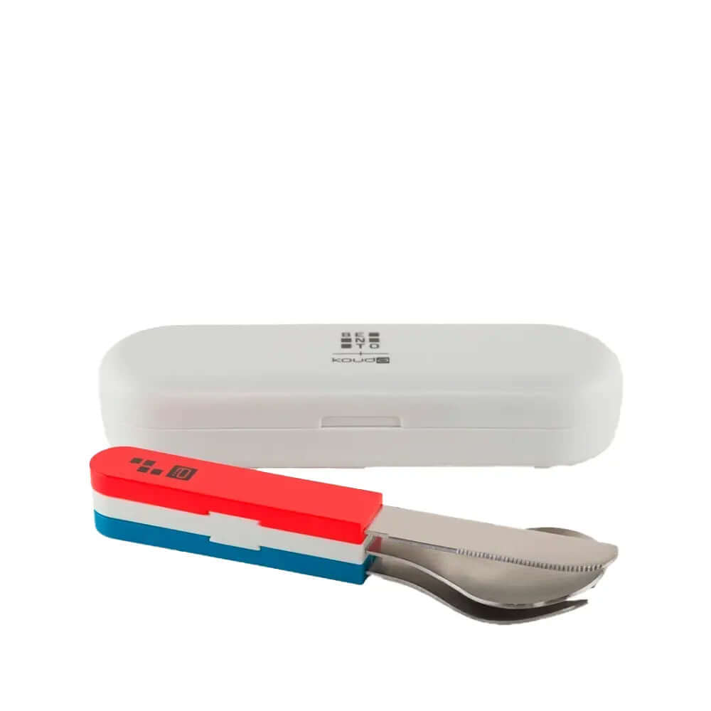Conjunto de Talheres Bento Trio - Kouda com talheres de aço inoxidável e estojo compacto, ideal para uso diário em bolsa ou mochila.