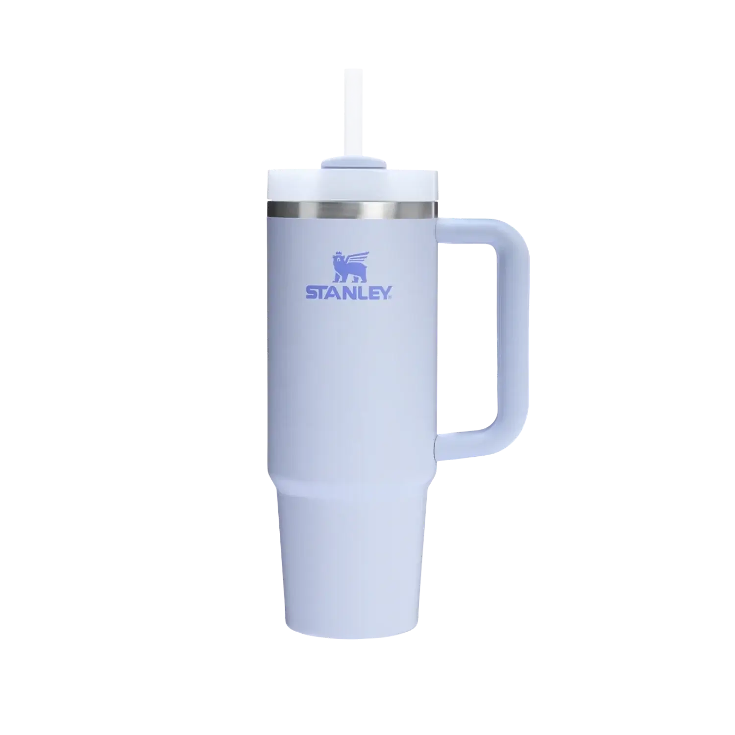 Copo Quencher Stanley 887ml em cinza com alça ergonômica e tampa de 3 posições. Ideal para bebida gelada por até 40 horas.