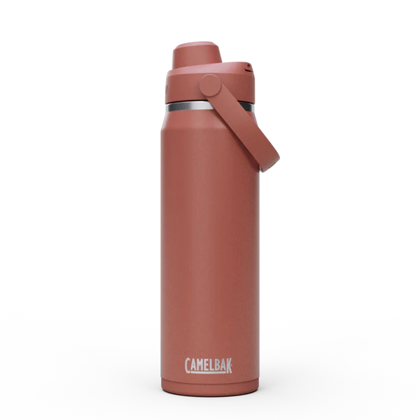 Garrafa Térmica Camelbak Thrive 740ml em tom de rosa, ideal para hidratação diária e transporte prático.