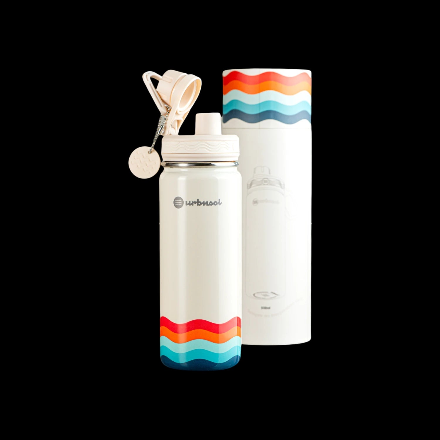 Garrafa Térmica Urbnsol 532ml - Core e Waves com design colorido e isolamento térmico, ideal para manter bebidas quentes ou frias.