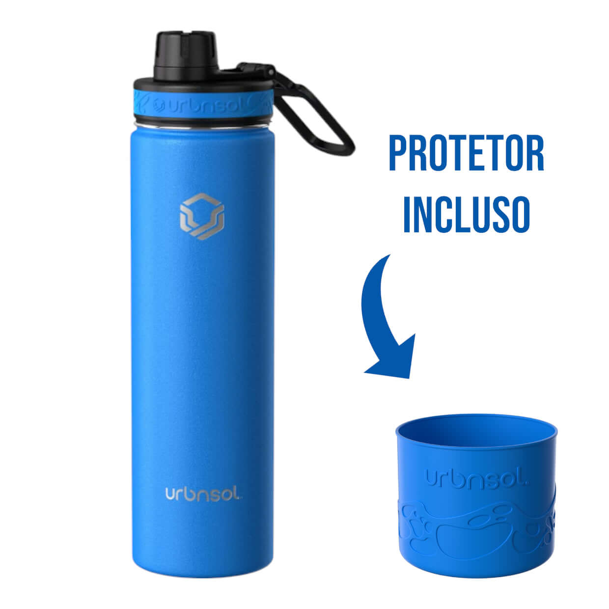 Garrafa Térmica Urbnsol 650ml - Tradicional com design moderno, 12h quente e 24h frio, protetor incluso. Ideal para viagens e esportes.