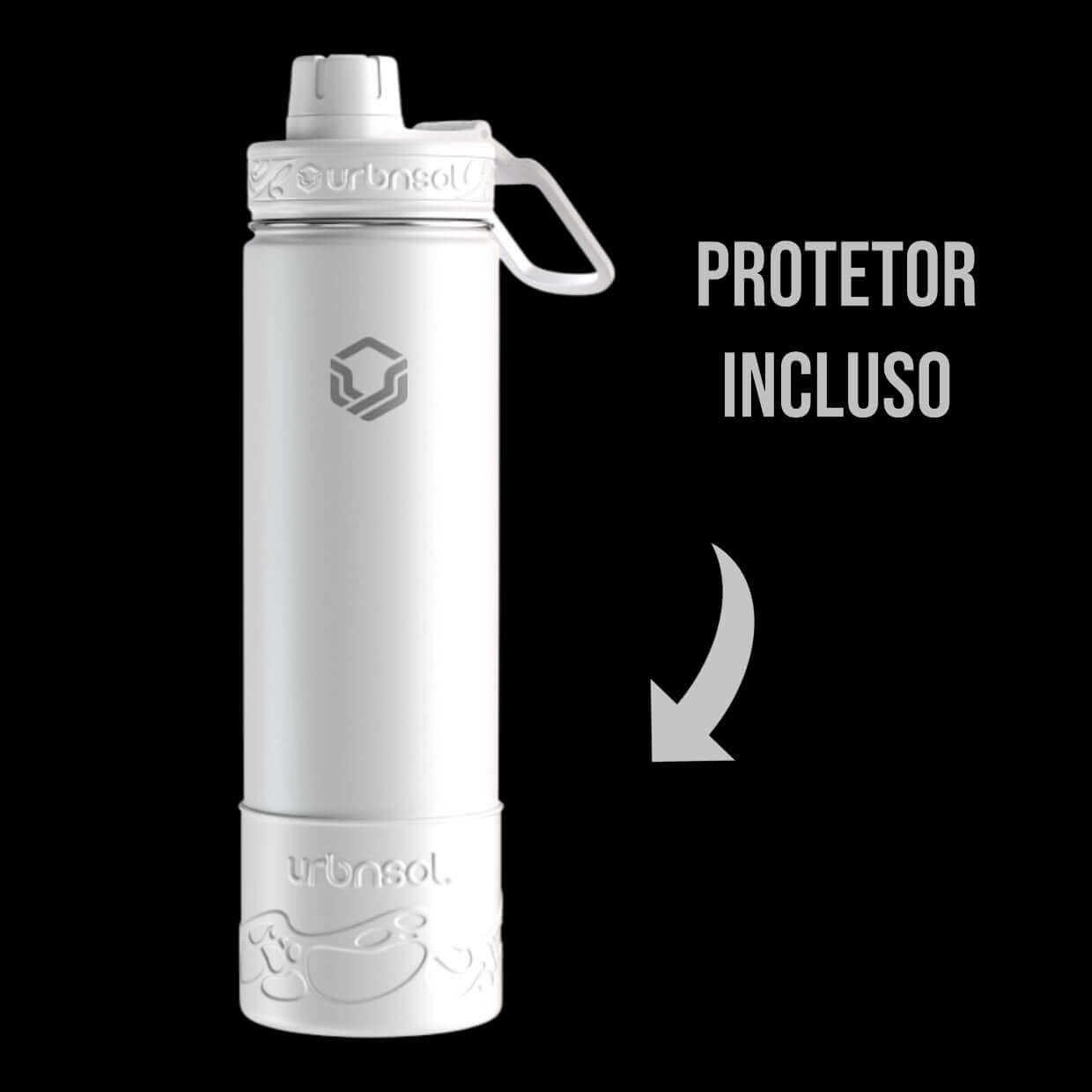 Garrafa Térmica Urbnsol 650ml - Tradicional com protetor incluso, mantém líquidos quentes por 12h e frios por 24h, design moderno.