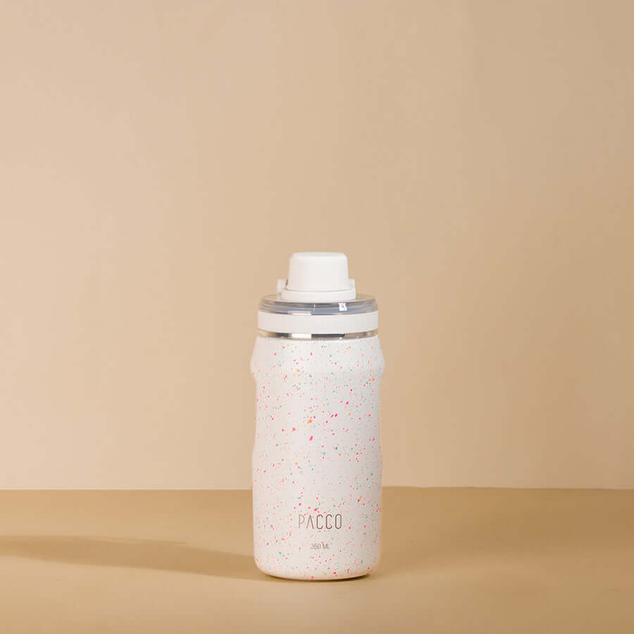 Garrafa Térmica PACCO Vyta 350ml em aço inox 18/10, design moderno, alto desempenho térmico, ideal para trabalho e viagens.