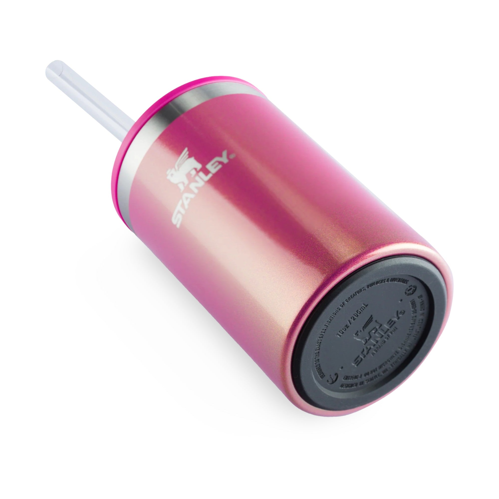 Can Cooler com canudo Stanley | 296ML em rosa, design elegante e funcional, ideal para uso diário.