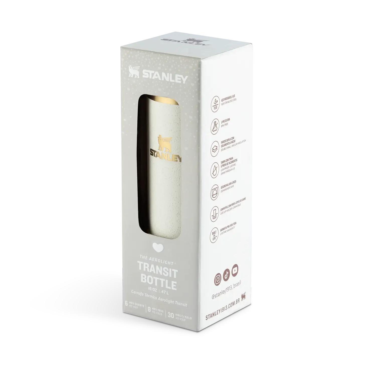 Garrafa Térmica AeroLight™ Transit Stanley | 0.47L em embalagem, edição comemorativa Dia das Mães, estilo e elegância para mulheres modernas.