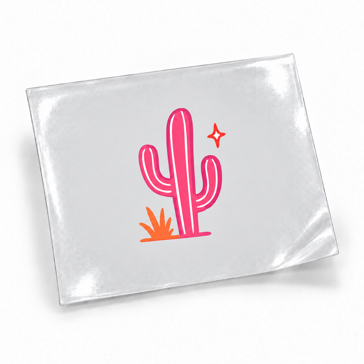 Cacto Rosa — sticker UV DTF individual com verniz — apresentação