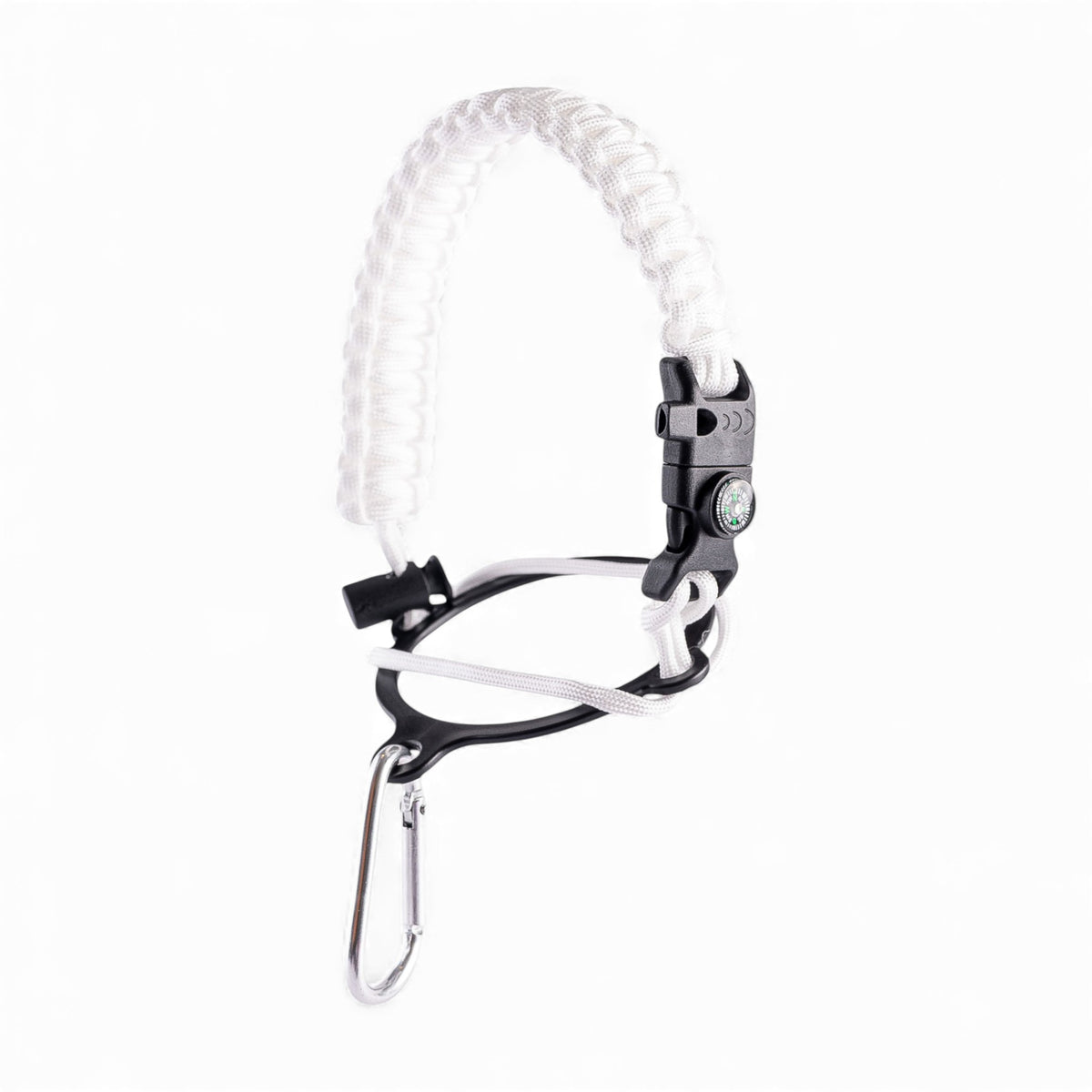 Alça para Garrafa Térmica de Mão com bússola, apito e pederneira, ideal para aventuras ao ar livre e segurança.