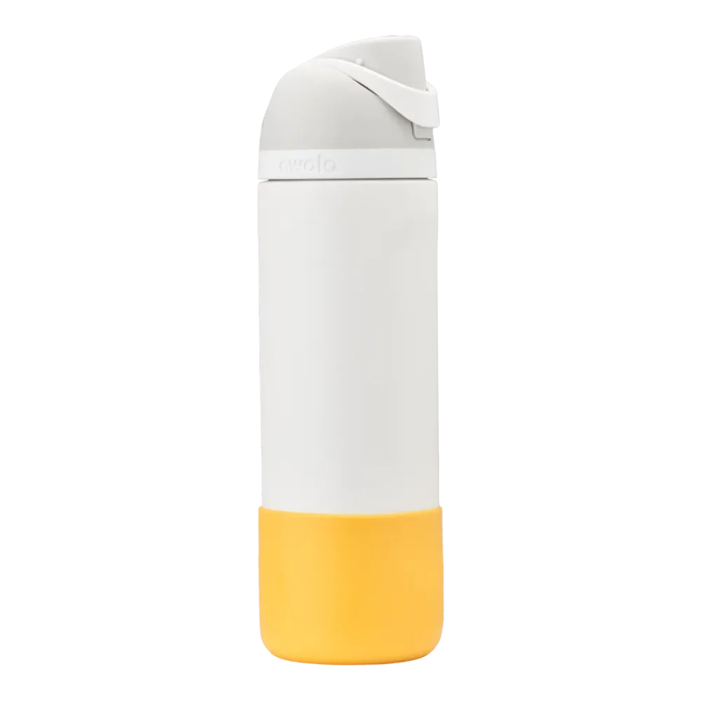 Capa Protetora de Silicone para Garrafa Owala - 710ml | 24oz amarela, proteção antiderrapante e resistência para aventuras e viagens.