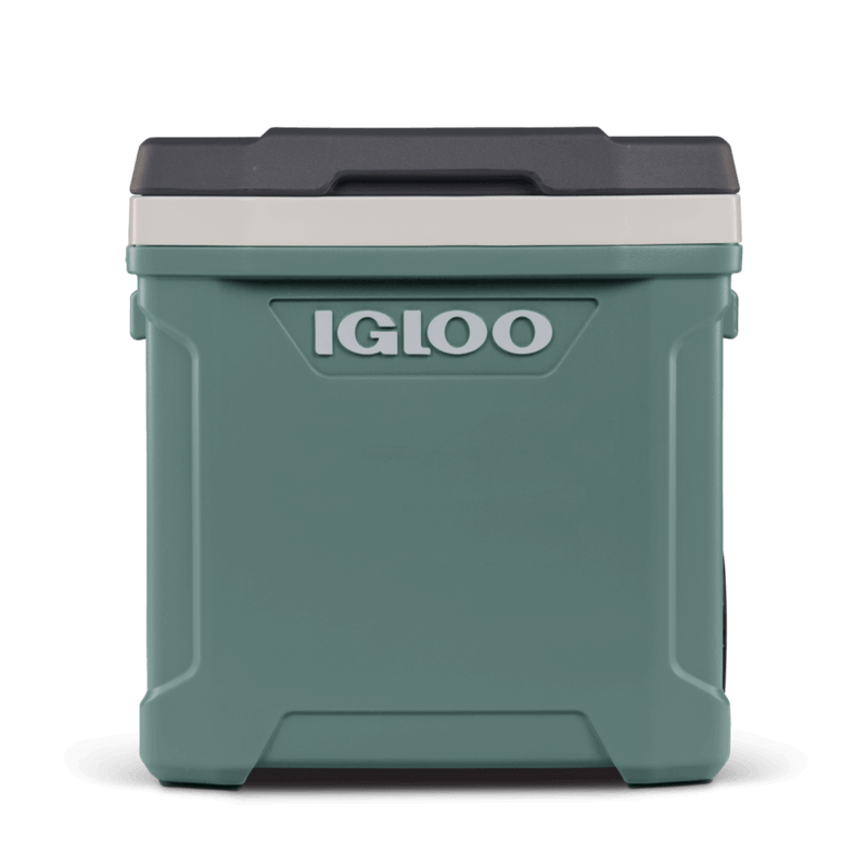 Caixa Térmica 56L Latitude com Rodas - Igloo em verde, ideal para camping, com tecnologia Ultratherm para conservar gelo por até 4 dias.