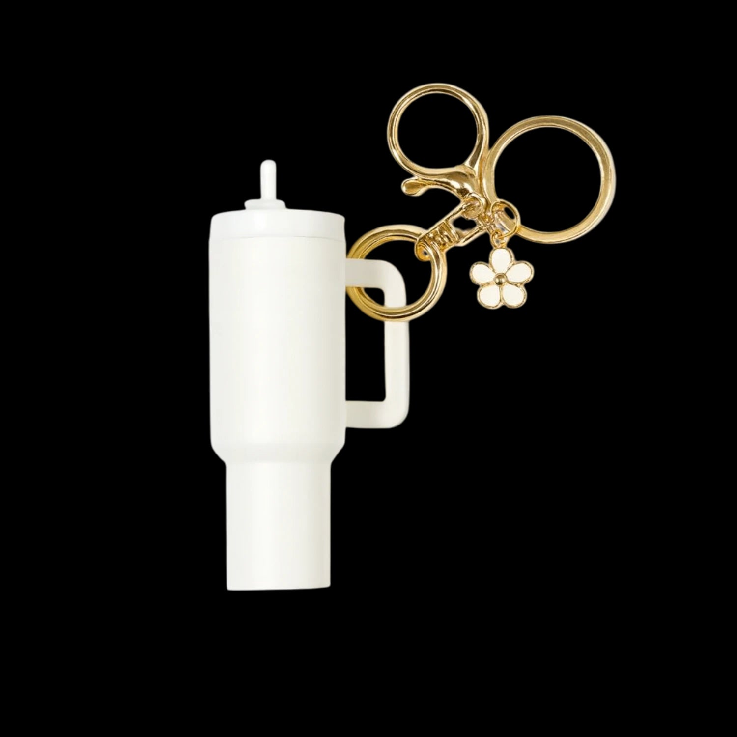 Chaveiro Copo Stanley Quencher em miniatura com design estiloso, mostrando charme e praticidade, disponível em várias cores.