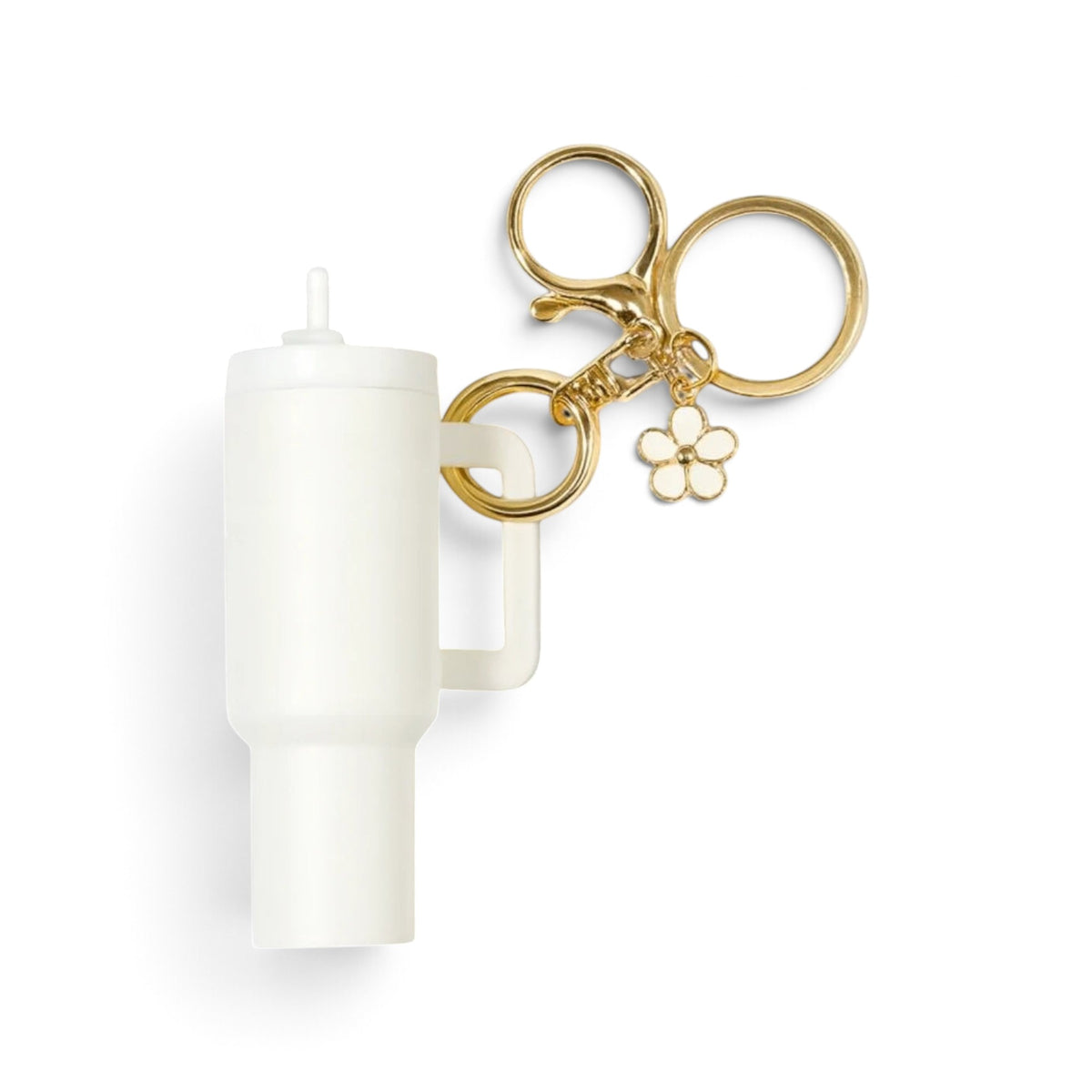 Chaveiro Copo Stanley Quencher em miniatura com design estiloso, mostrando charme e praticidade, disponível em várias cores.