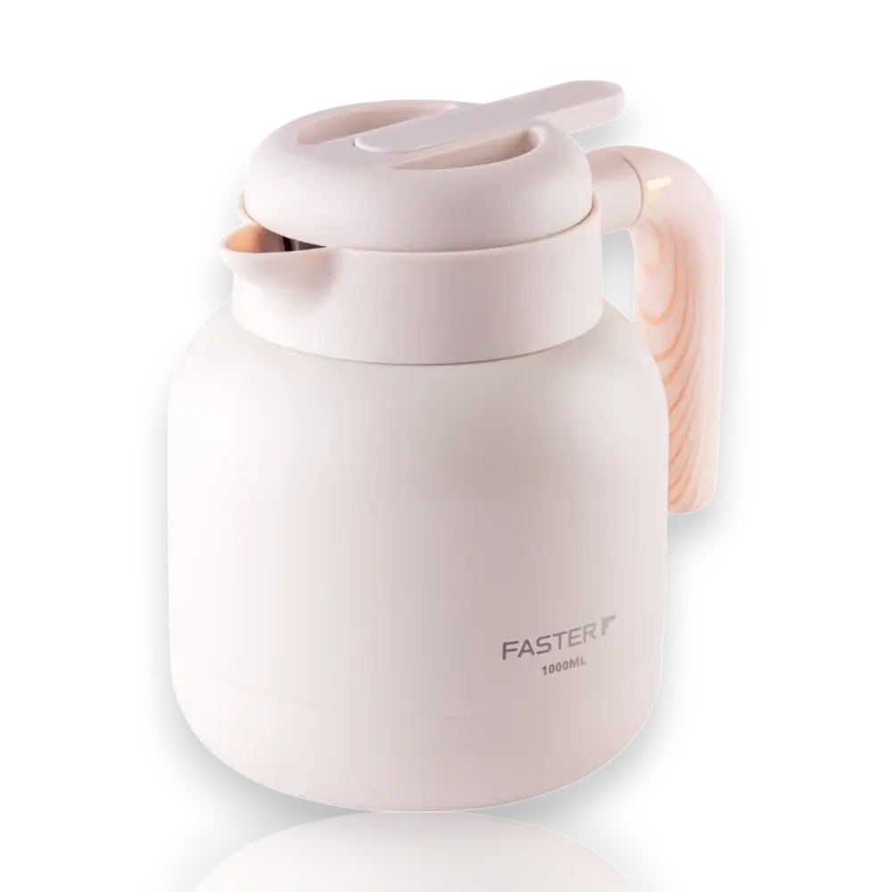 Garrafa de Café Expresso Faster - 1000ml em aço inox 18/8 com design elegante, ideal para manter líquidos quentes até 6 horas.