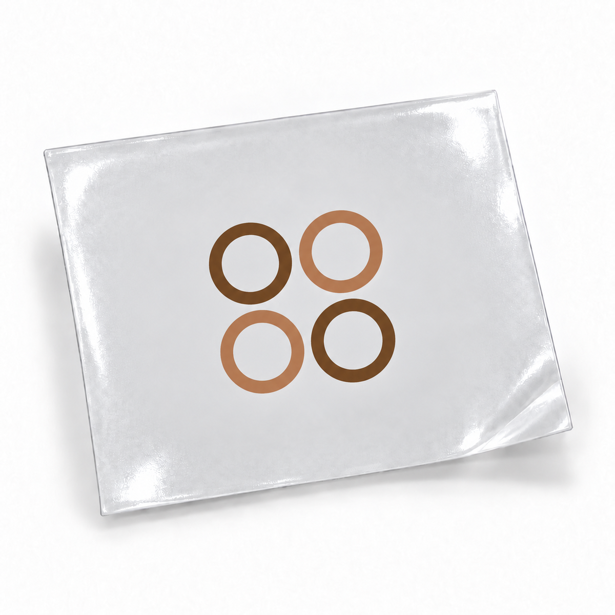 Quatro círculos — sticker UV DTF individual com verniz — apresentação