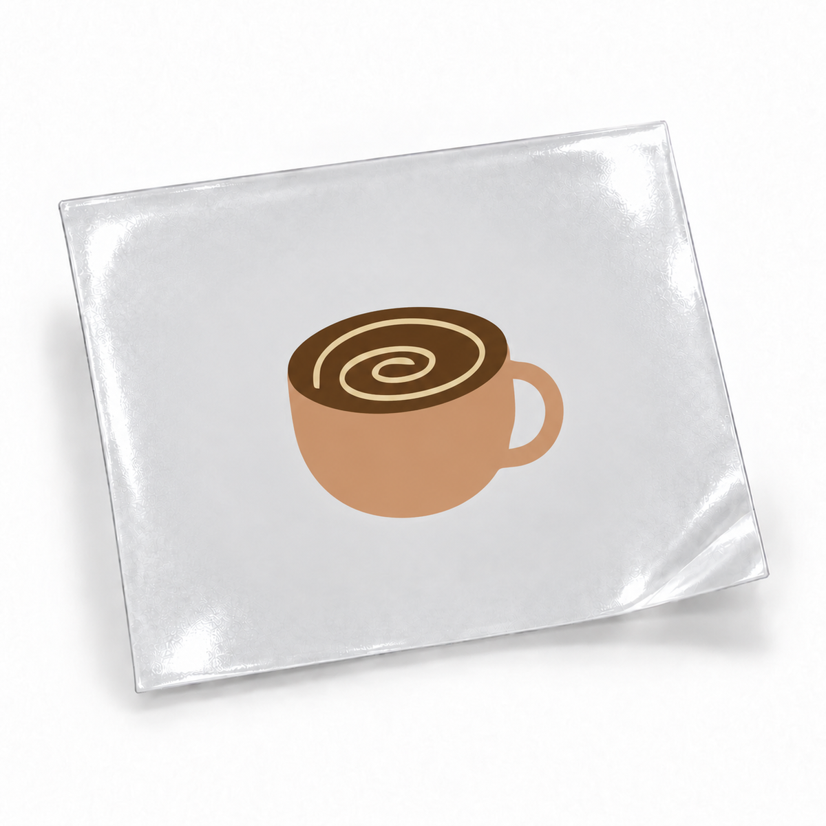 Xícara caramelo — sticker UV DTF individual com verniz — apresentação