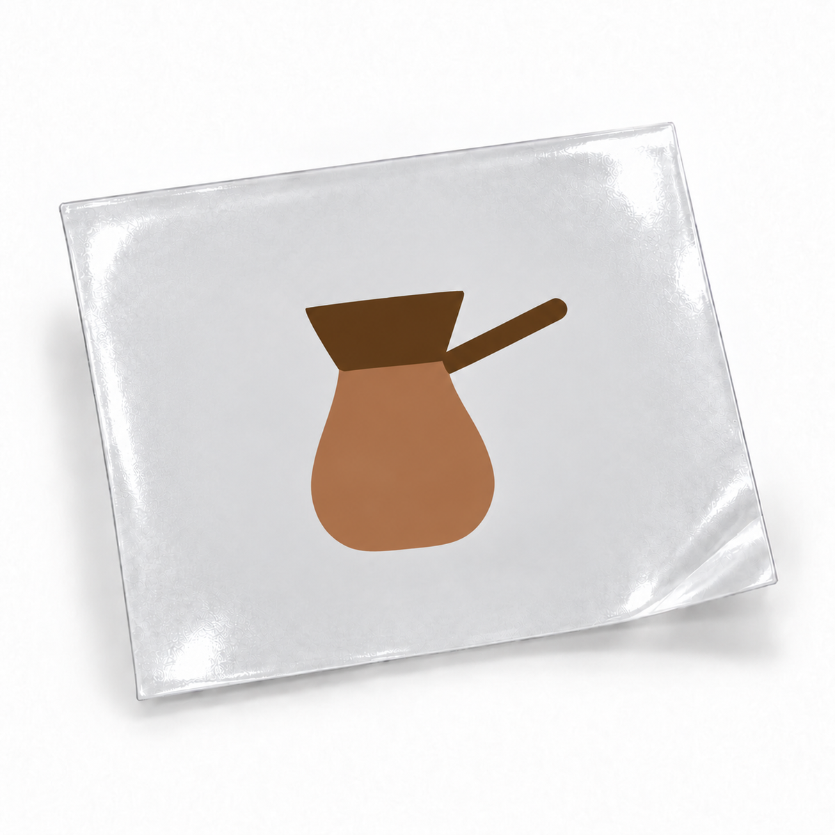 Cafeteira aberta — sticker UV DTF individual com verniz — apresentação