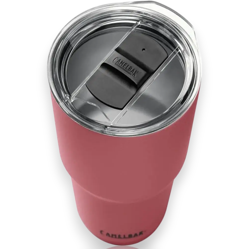 Copo Horizon Camelbak 850ml rosa, isolamento térmico a vácuo, mantém bebidas quentes por 8h e frias por 16h, ideal para o dia a dia.