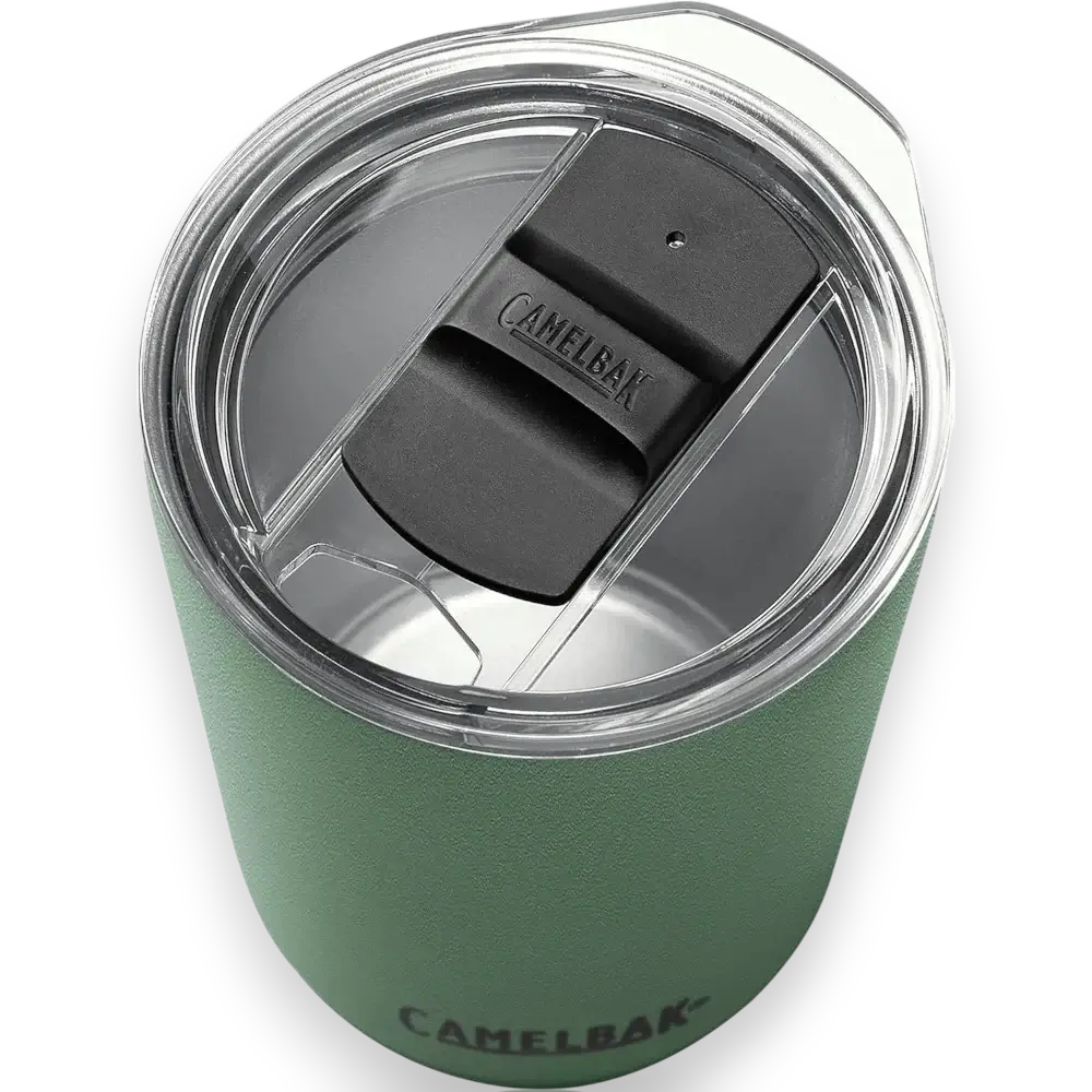 Copo Térmico Horizon Camelbak 350ml verde, ergonômico com tampa prática para manter bebidas quentes por 4h e frias por 6h.