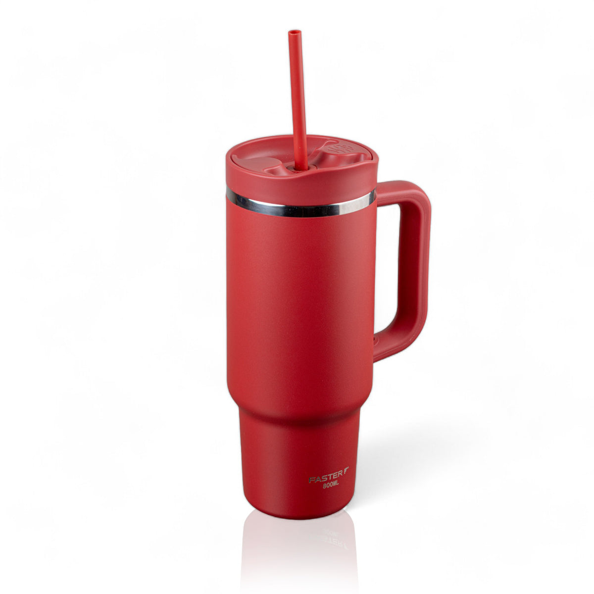 Copo Térmico King Faster 800 ml vermelho com design moderno, ideal para manter bebidas frias ou quentes, em aço inox eficiente.