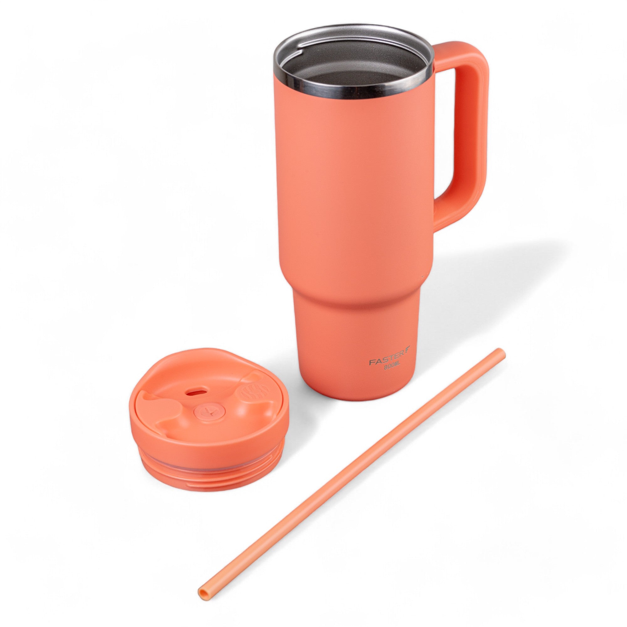 Copo Térmico King Faster 800 ml em aço inox com tampa e canudo, ideal para manter bebidas na temperatura ideal por longos períodos.