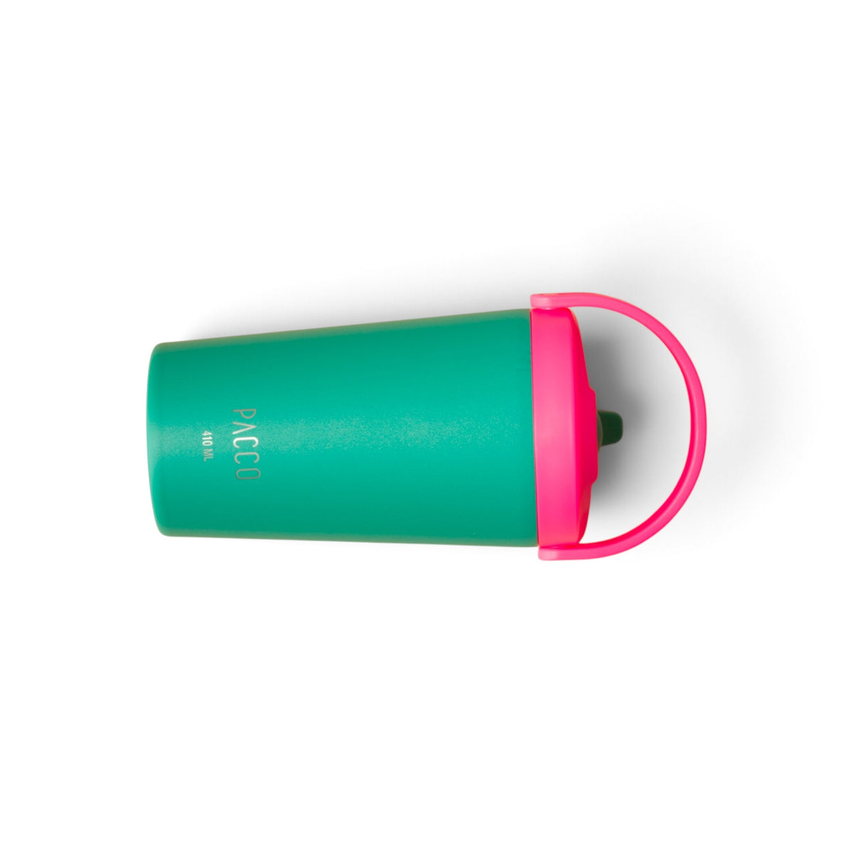 Copo Térmico PACCO SuperCup Mini 410 ml Esmeralda, vista de cima com tampa fechada