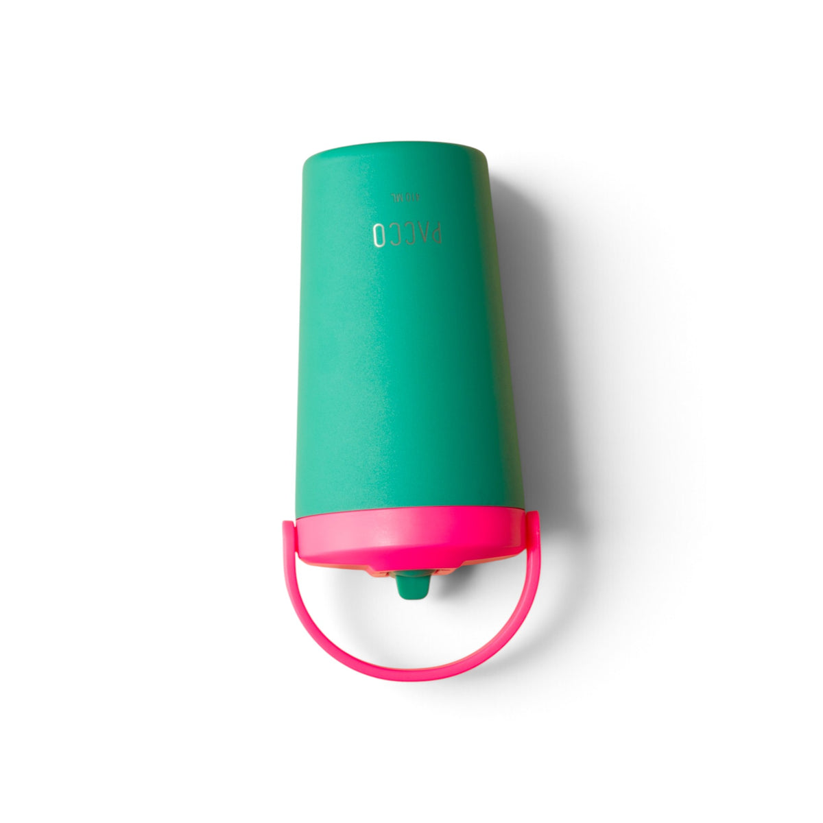Copo Térmico PACCO SuperCup Mini 410 ml Esmeralda, vista da base com tampa fechada