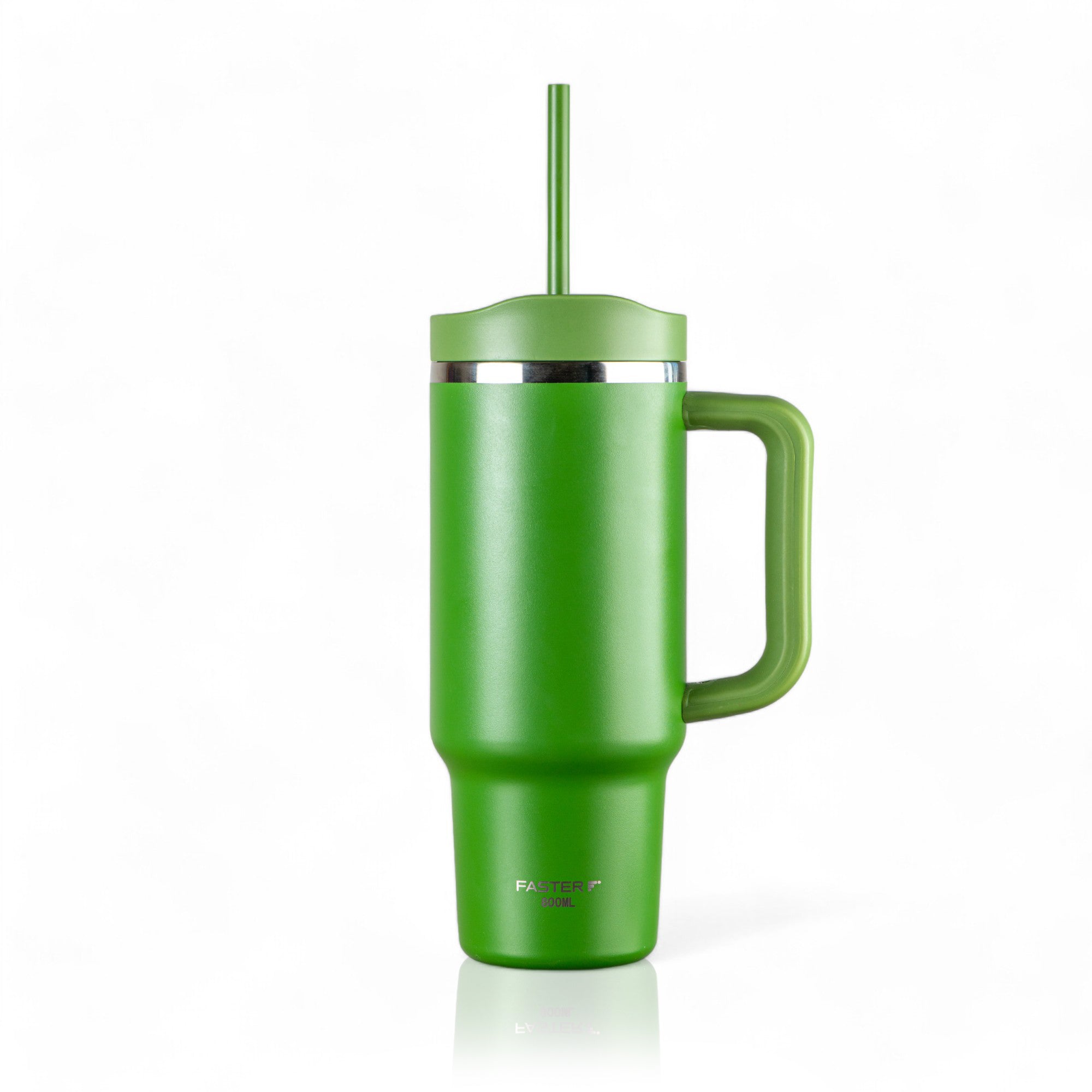Copo Térmico King Faster 800 ml verde com alça em aço inox 18/8, ideal para manter bebidas quentes ou frias em diferentes ocasiões.