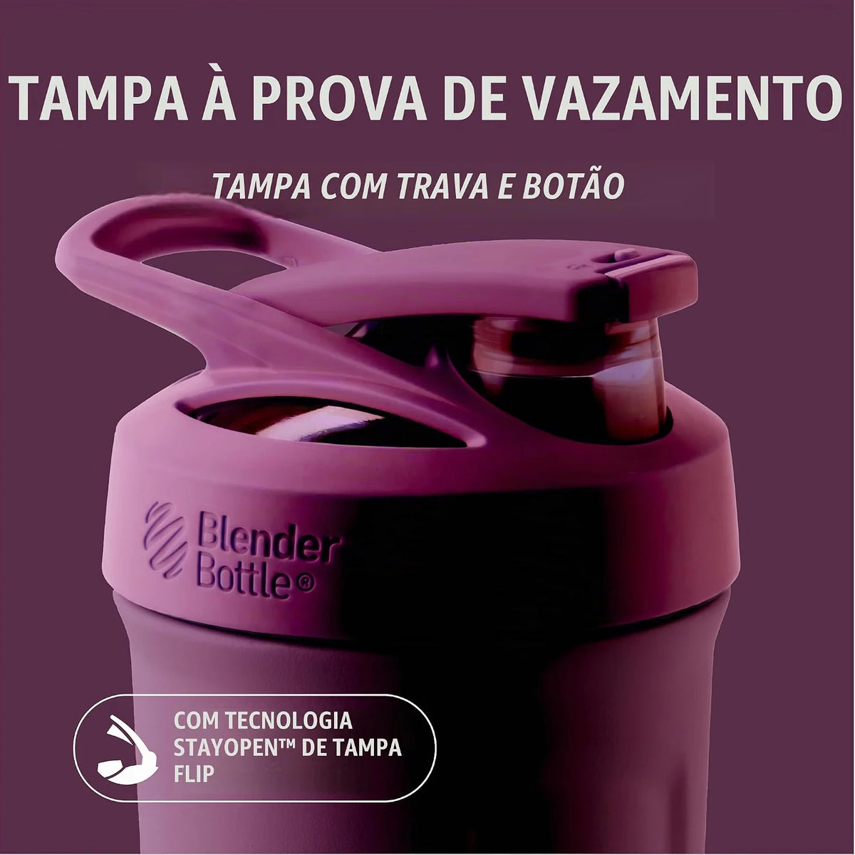 Coqueteleira Blender Bottle Strada 710 ml Roxa, infográfico com as características, foto 28 de 39