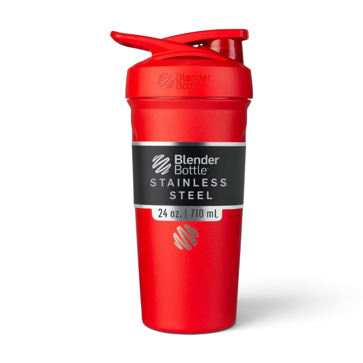 Coqueteleira Blender Bottle Strada 710 ml Vermelha, vista frontal com tampa fechada