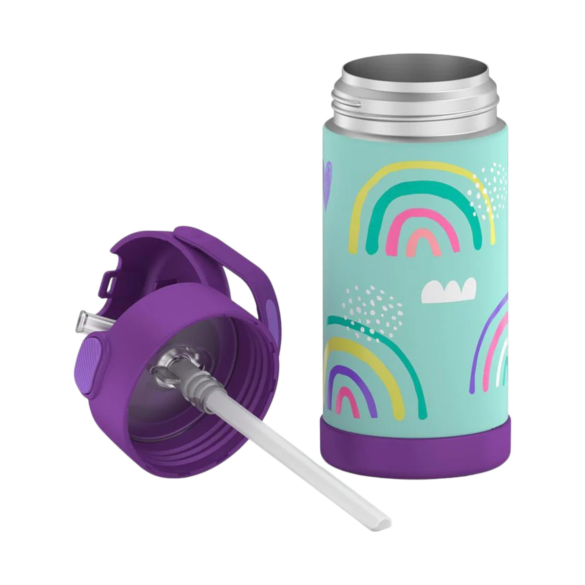 Garrafa Térmica Funtainer Thermos - 355ml com design colorido e canudo retrátil