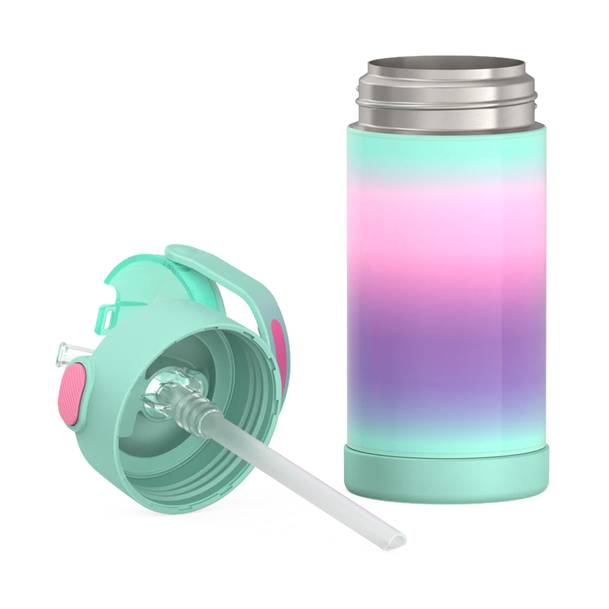 Garrafa Térmica Funtainer Thermos - 355ml com isolamento a vácuo e canudo retrátil, mantém bebidas geladas por até 12 horas.