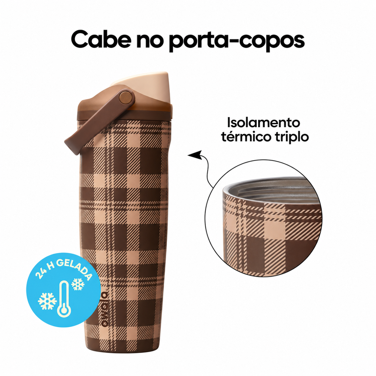 Garrafa Térmica Owala FreeSip Sway 887 ml — Plaid and Simple — Detalhe funcional