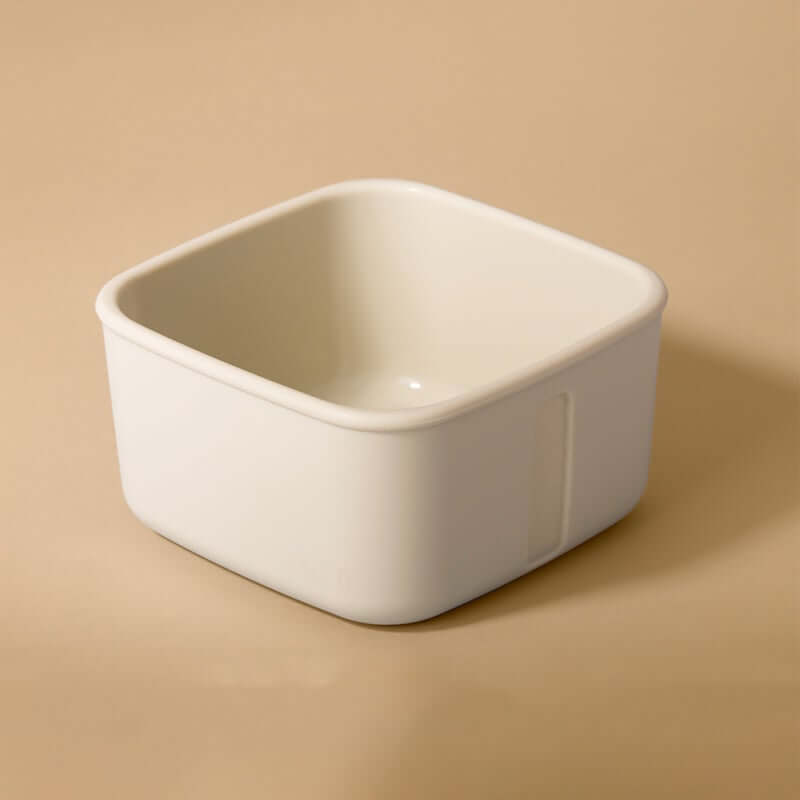 Fresh trio - Conjunto pote de silicone Creme PACCO em fundo bege, destacando praticidade e design funcional.