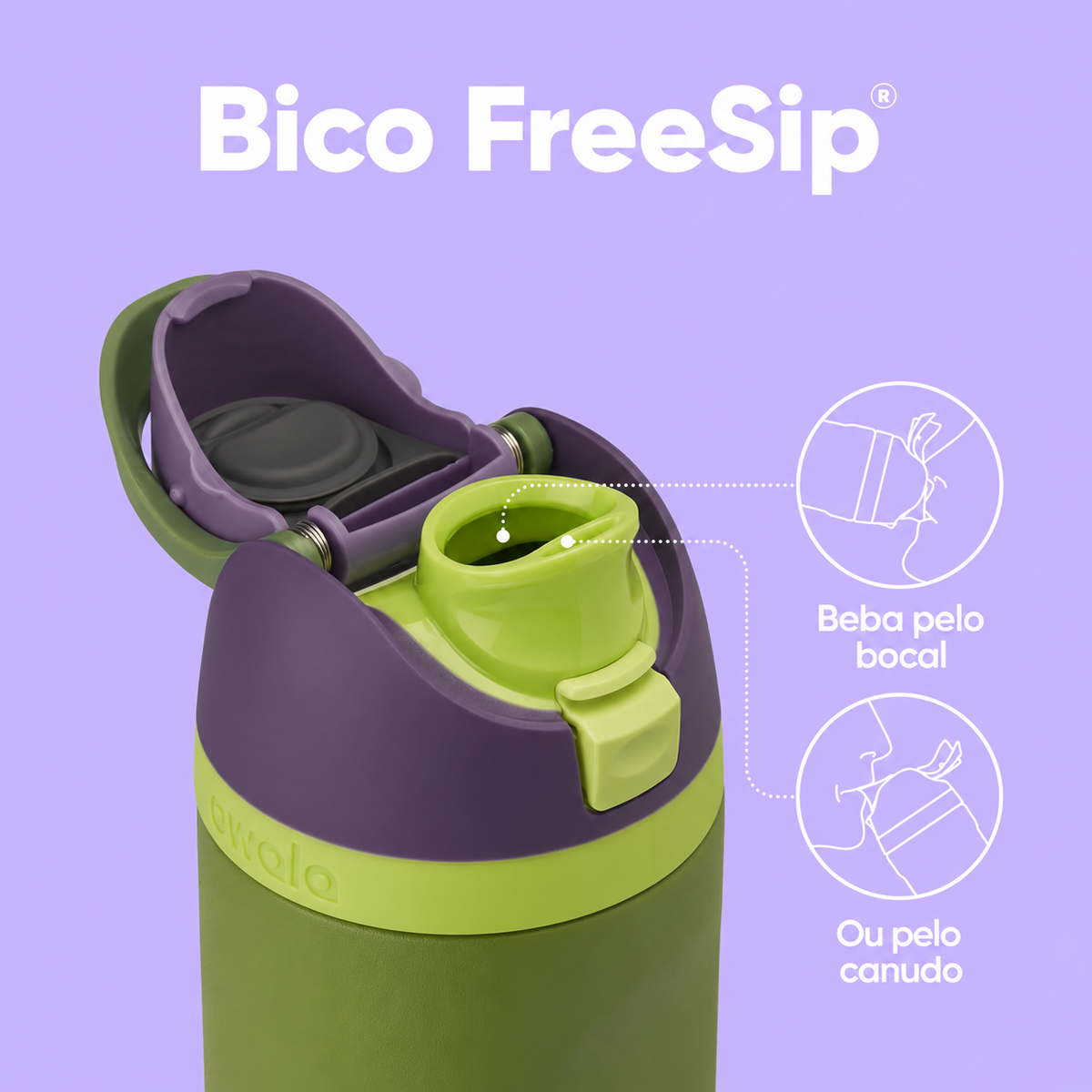 Garrafa Owala FreeSip 710 ml/24 oz Hulk, infográfico com as características, foto 6 de 6