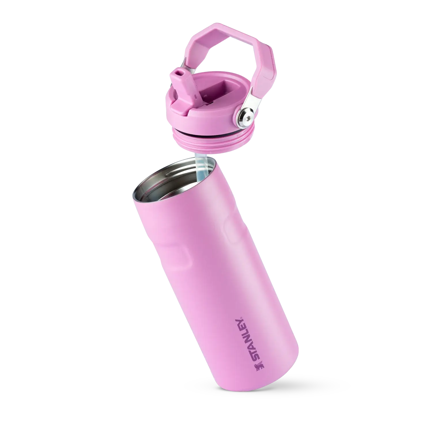Garrafa Térmica Aerolight Flip Straw | 473ml, design rosa inovador, corpo de aço inox reciclado, leve e compacto para fácil transporte.