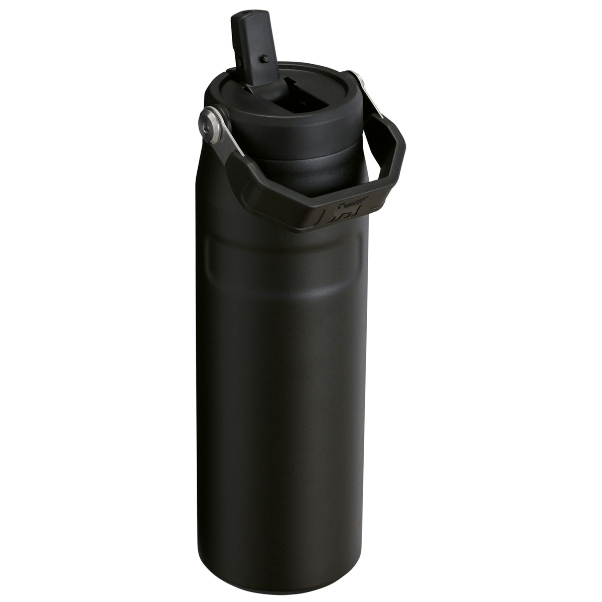 Garrafa Térmica Aerolight Flip Straw Stanley 710 ml Black, com a tampa aberta