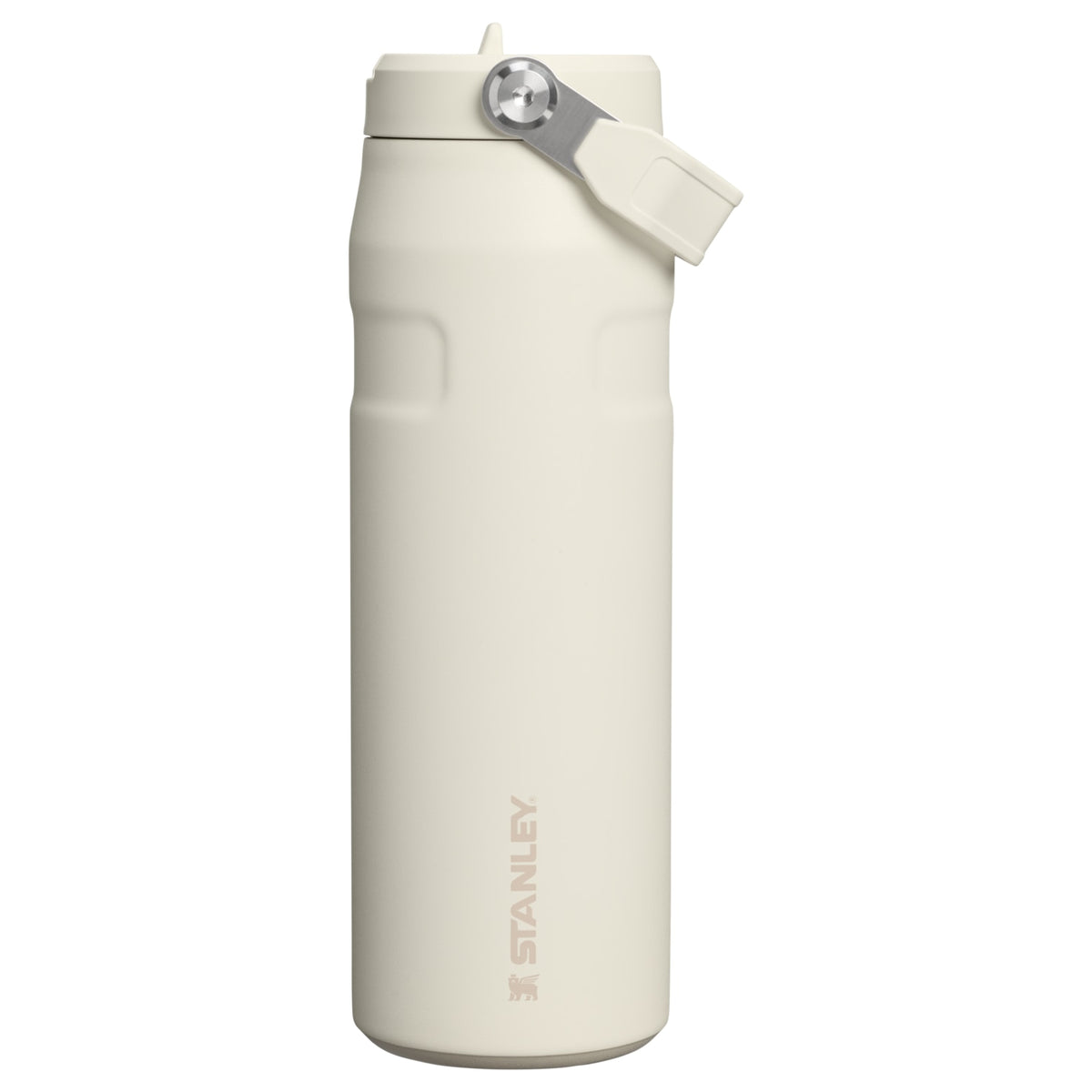 Garrafa Térmica Aerolight Flip Straw Stanley 710 ml Cream, vista frontal com tampa fechada