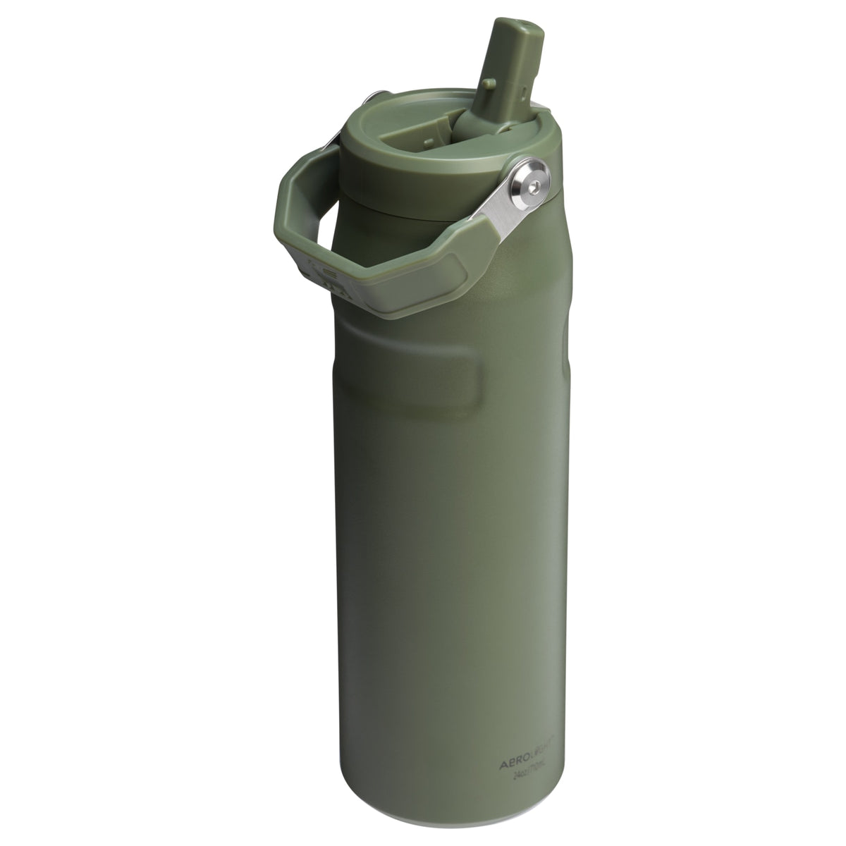 Garrafa Térmica Aerolight Flip Straw Stanley 710 ml Dried Pine, com a tampa aberta