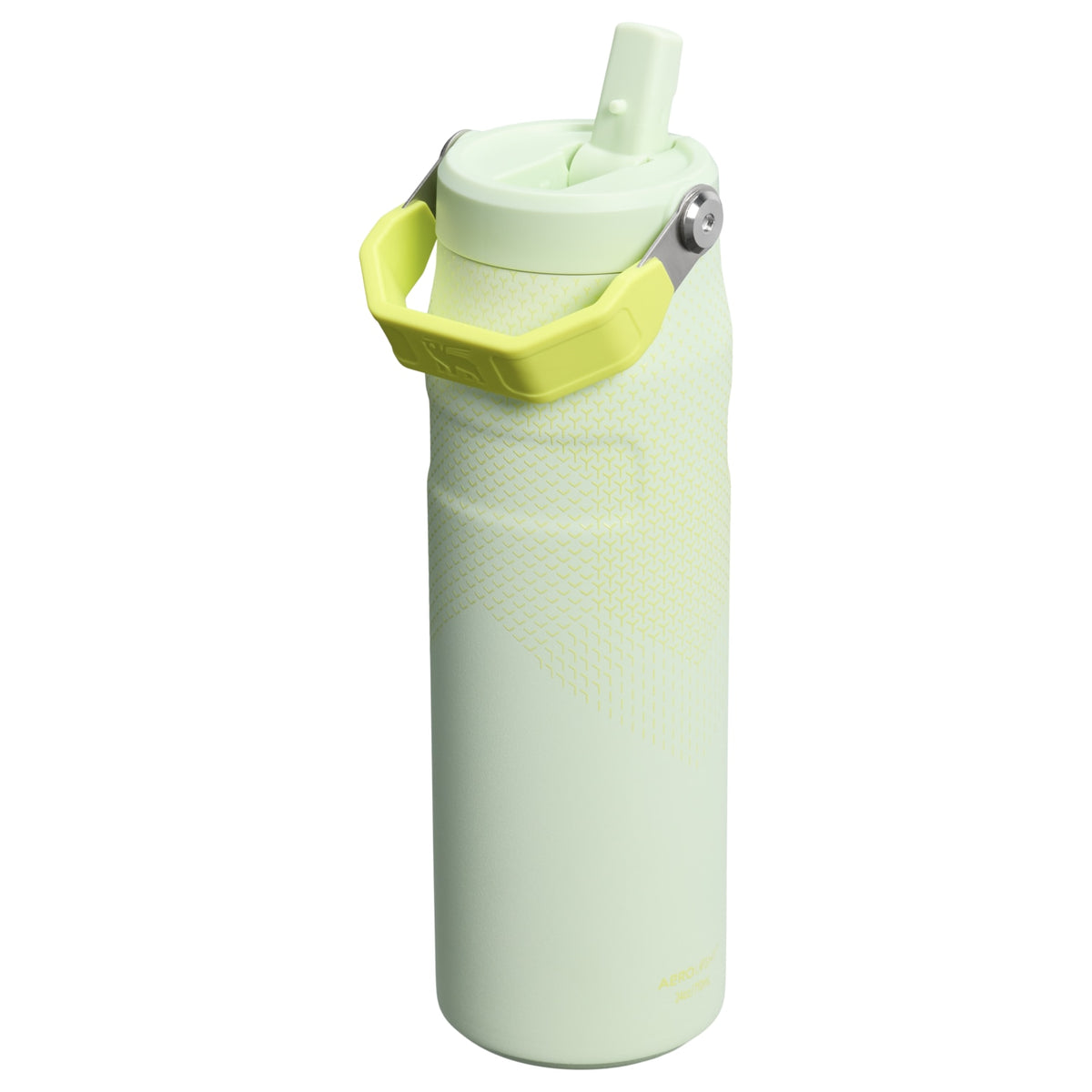 Garrafa Térmica Aerolight Flip Straw Stanley 710 ml Honeydew Hypergrip, vista lateral com tampa fechada