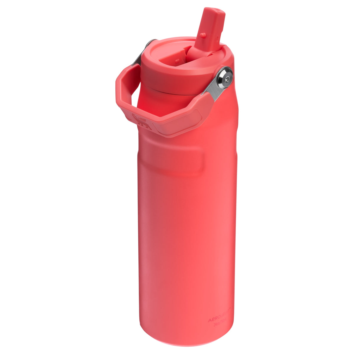 Garrafa Térmica Aerolight Flip Straw Stanley 710 ml Hot Coral, com a tampa aberta