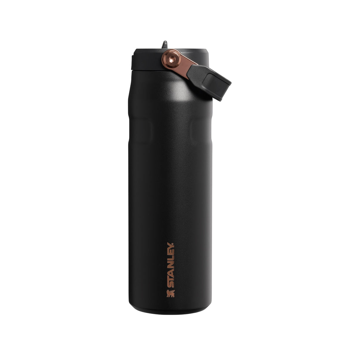 Garrafa Térmica Aerolight Flip Straw Stanley 710 ml Messi Black, vista frontal com tampa fechada