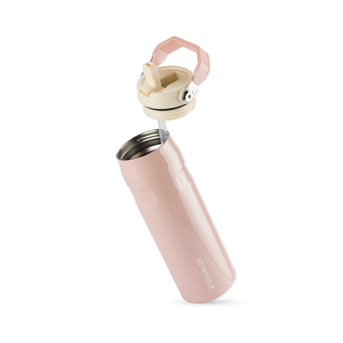 Garrafa Térmica Aerolight Flip Straw Stanley 710 ml Peach Whip Gloss, com a tampa aberta, foto 57 de 142