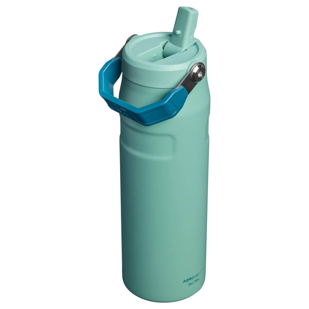 Garrafa Térmica Aerolight Flip Straw Stanley 710 ml Spring Green, com a tampa aberta