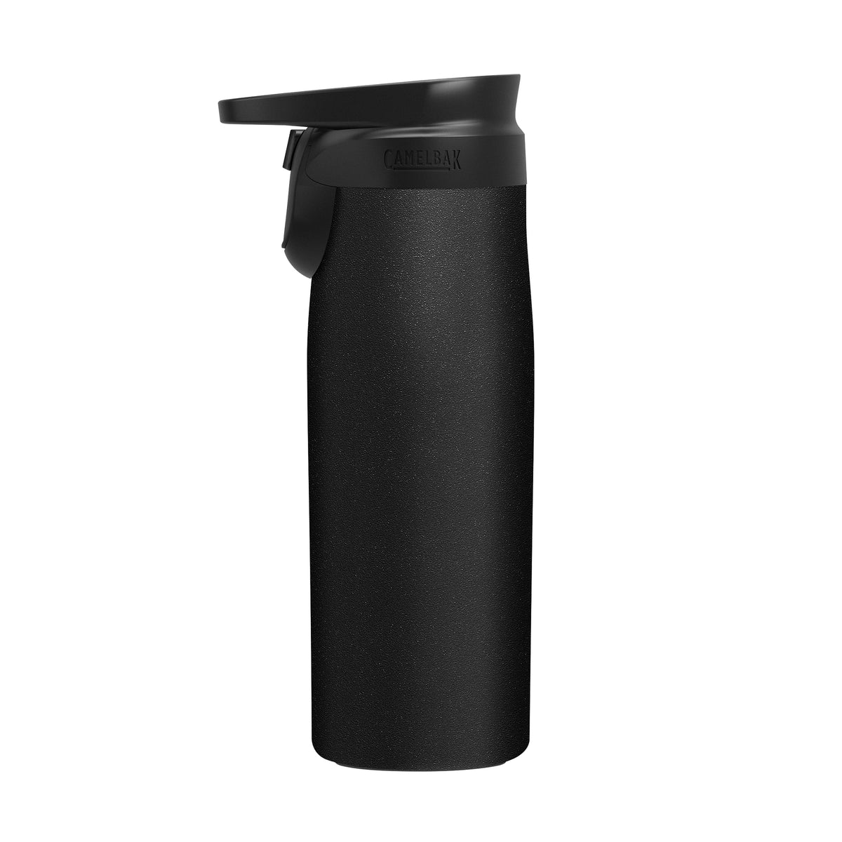 Garrafa Térmica Camelbak Forge Flow 600 ml Preta, vista lateral com tampa fechada