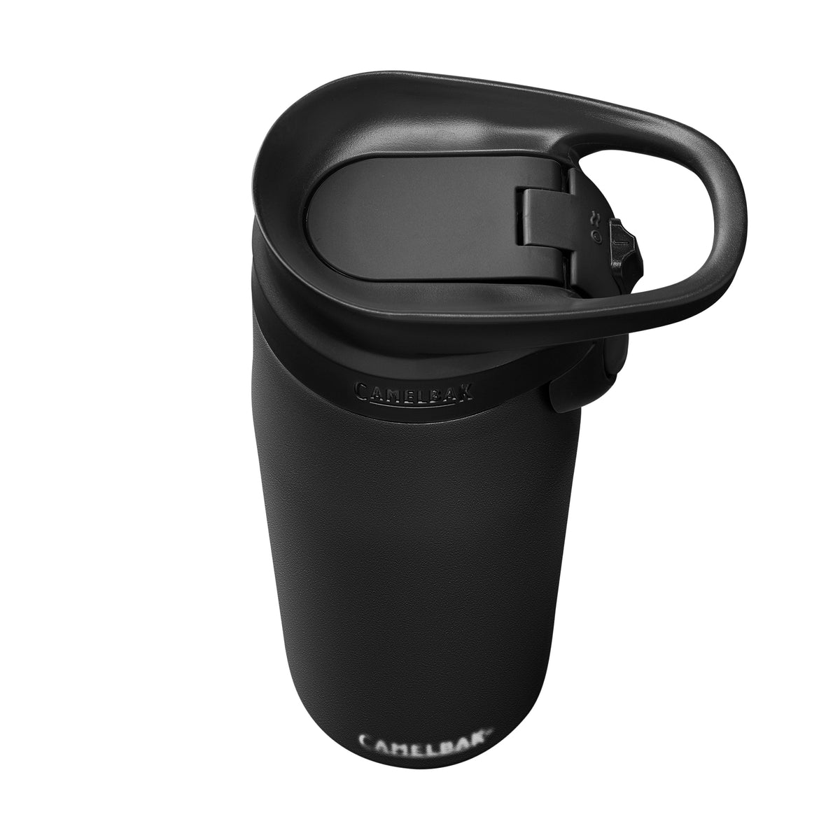 Garrafa Térmica Camelbak Forge Flow 600 ml Preta, vista de cima com tampa fechada