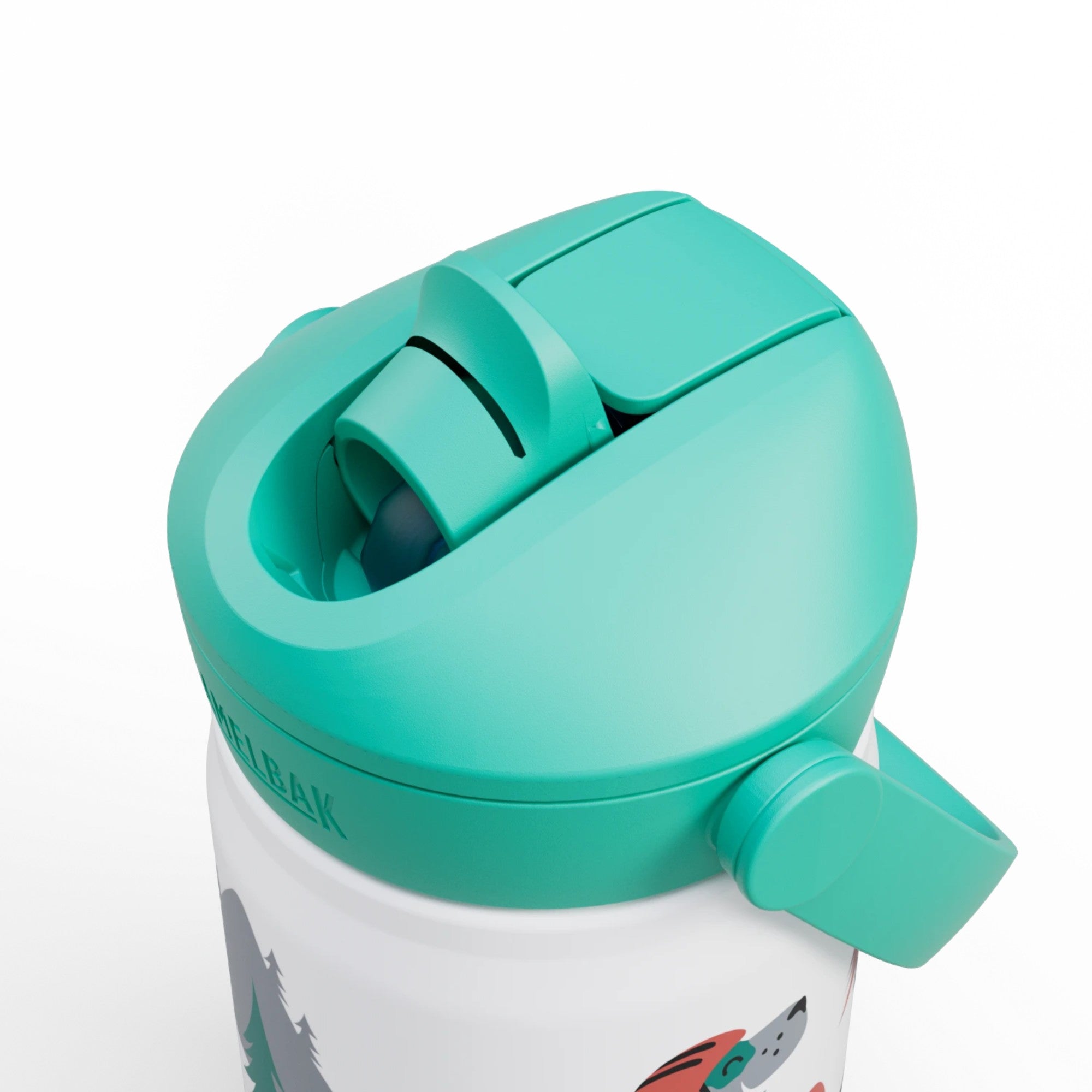 Garrafa Térmica Infantil Camelbak Thrive 354ml com tampa azul e design colorido.